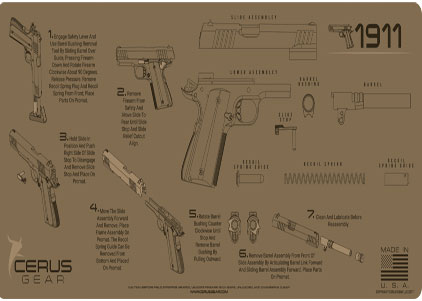 1911 instructional handgun mat grey/blue